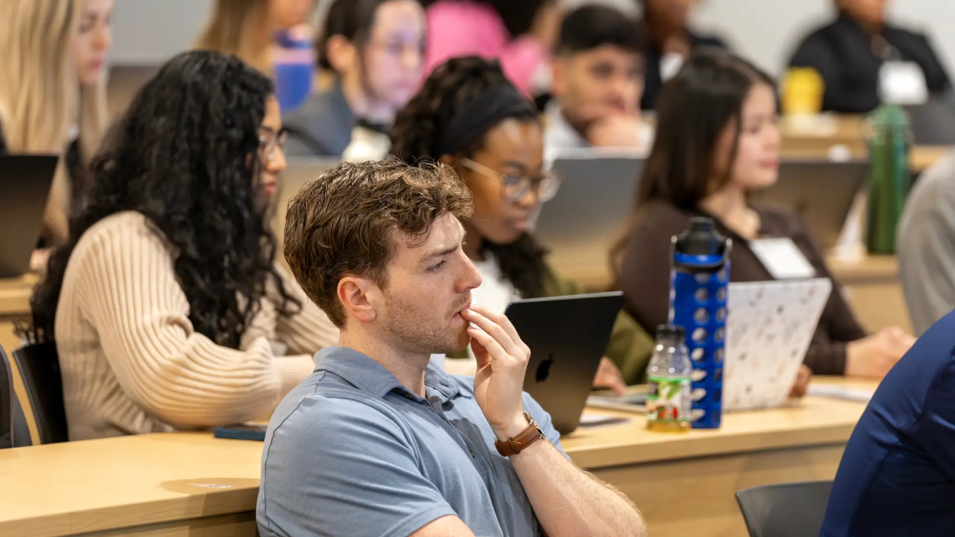 Students in a college lecture hall.